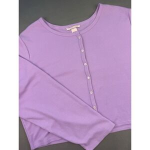 Victoria Secret Henley Top Womens XXL Sweater Lounge Shirt Long Sleeve‎ Purple